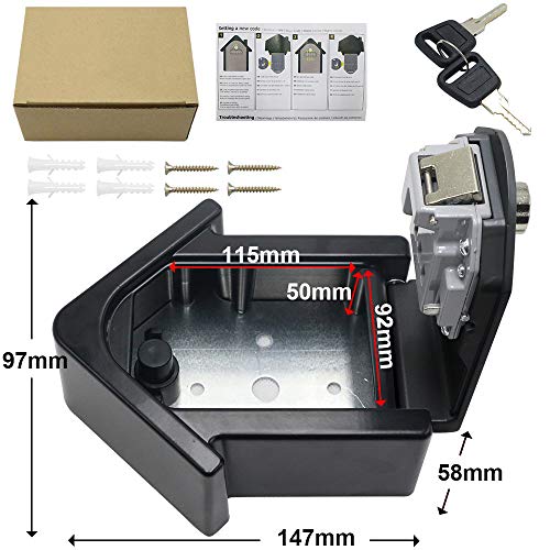 Boite a Cle Securisee Mural Boite a Clé avec Code Numérique & Clés d'urgence, Grand Key Safe Box Format XL Coffre a Clef Extérieur pour Maison, Bureau, Usine, Garages (Noir)