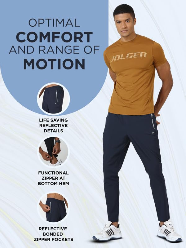 Image of JOLGER Premium Track & Jogger Pants for Men - Style and Performance with Light Weight, Sweat-Wicking Fabric - Perfect for Workouts, Casual Outings Trendy Athletic Wear with Reflective Zipper Pockets