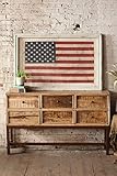 Kalalou Large Framed American Flag Under Glass Wall décor, One Size, Red/White/Blue, 31.00' x 48.00'