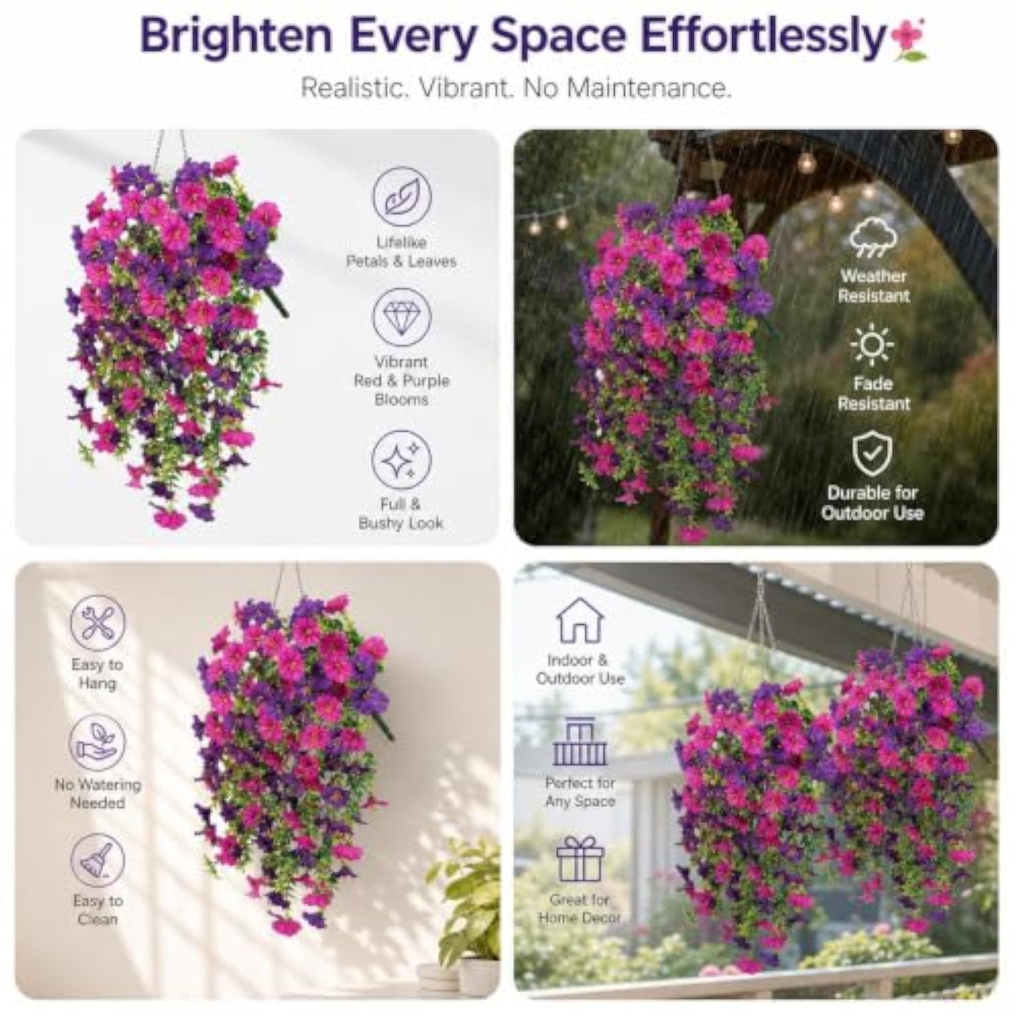 2PCS Artificial Hanging Plants for Home Decor