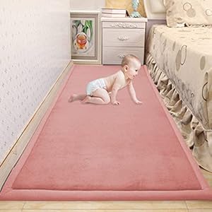 Waigg Kii Groot vloerkleed voor baby’s, zacht koraal fluwelen babyspeelmat, antislip tatami yogamat, zacht tapijt voor woonkamer slaapkamer (150 x 150 x 2 cm, roze)