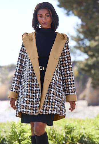 Jessica London Plus Size Reversible A-Line Raincoat - Dark Charcoal Dot, Size 26 W: Your New Go-To for Rainy Days! - Image 5