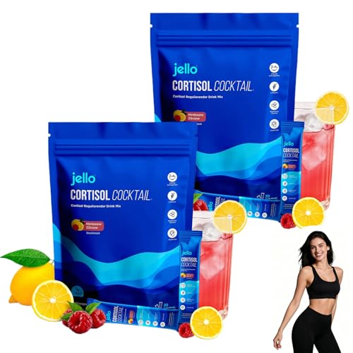 Jello Cortisol Cocktail Pulver-20 Stück 2026 Neues Natürliches Cortisol Senken Abnehmen Pulver Jello Calm Cocktail Konzentration Steigern Entspannt Bleiben & Stress Natürlich Reduzieren (2 Stück)