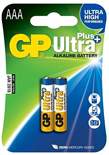 GP 24AUP U2 Ultra Alkaline Battery AAA/LR03 1.5 V Pack of 2 in Blister Packaging