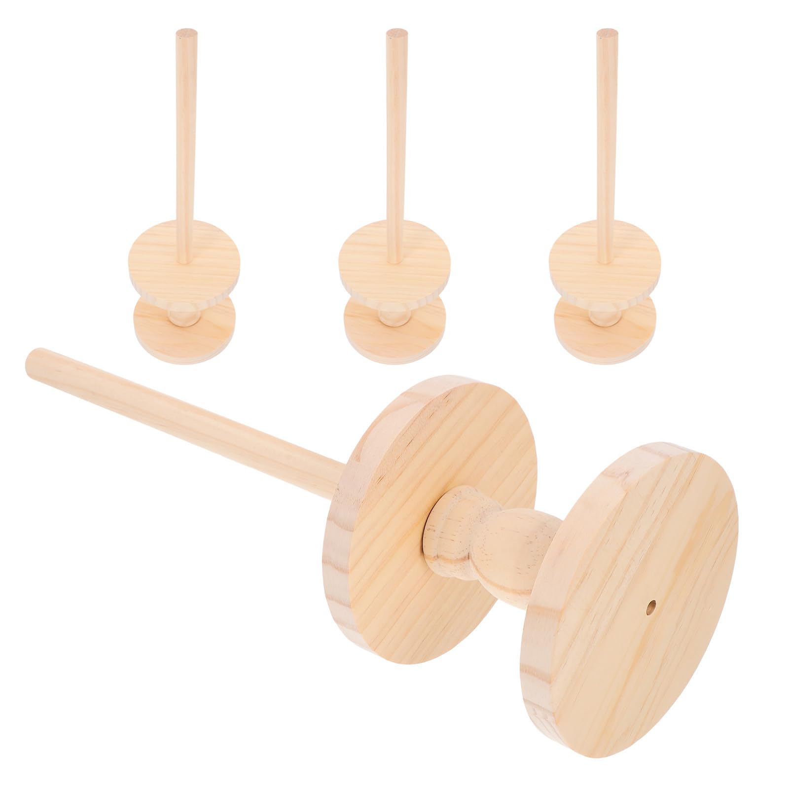 4 Pezzi Porta Ciambelle in Legno Rustico, Impilabile, Beige