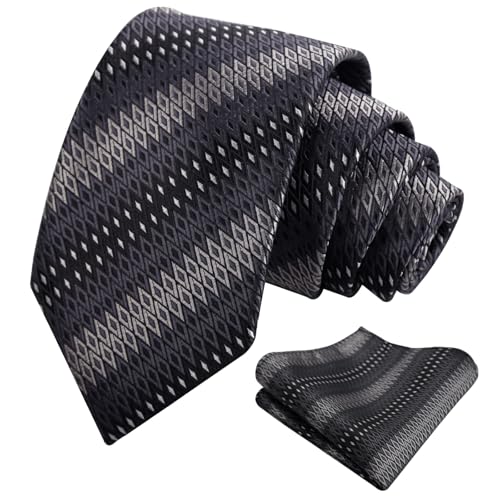 Image of Alizeal Mens 3.15'' Gradient Novelty Pattern Tie Set with Pocket Square Casual Color Tie Set