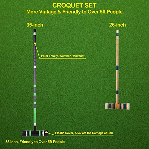 DealKits [6 Players] Croquet Set for Families with Carrying Bag for Yard Outdoor Lawn Backyard Games for Kids Adults All Ages, 35 Inches - Thumbnail 2