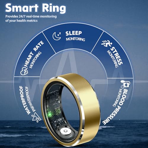 Uaunega Smart Ring for Women Men,IP68 Waterproof Wearable Fitness Tracker with Sleep Tracking Heart Rate Healthy Monitor Ring Activity Monitoring Steps for iOS Android