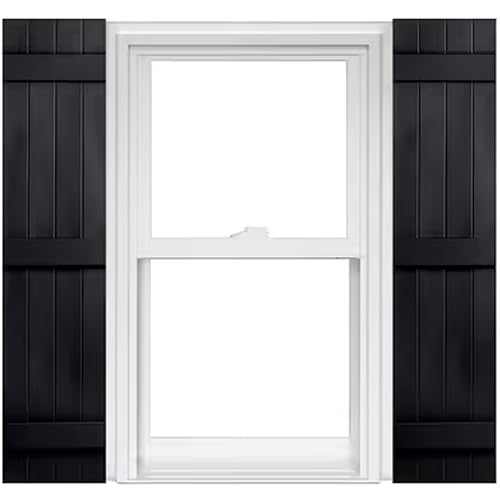 Polaris Homeside 4 Board and Batten Joined Vinyl Shutters (1 Pair) 14-1/2in. x 55in. - 050 Black