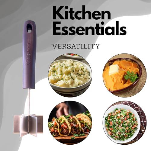 Image of 2pc Box Set - Large Stainless Steel Ground Beef Chopper & Mini Avocado Masher - Heavy Duty Stainless Steel Kitchen Utensils by Xidgets