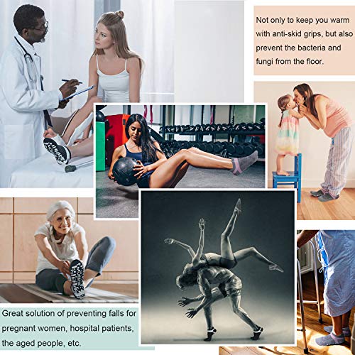 Image of Muezna Non Slip Yoga Socks for Women, Anti-Skid Pilates, Barre, Hospital Socks with Grips, Size 5-10