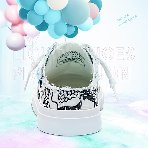 Image of Obtaom Women Canvas Mules Memory Foam Clipper Fashion Sneakers Comfortable Slip-On Mule Backless Holiday Shoes