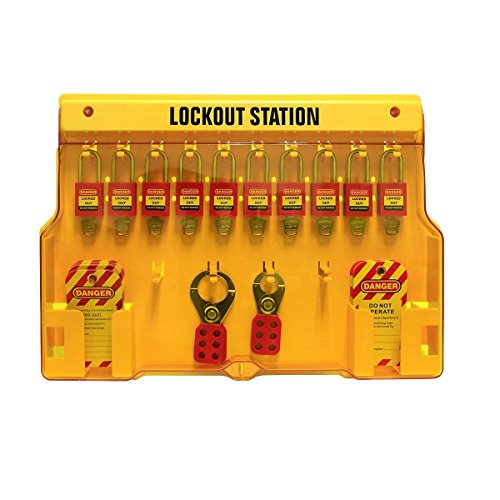 Wisamic Lockout Tagout Station con cubierta: 10 diferentes candados 2 Lockout cierre 24 etiquetas