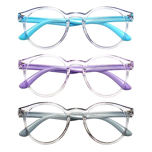 Image of Kids Blue Light Blocking Glasses 3 Pack Kids Computer Reading Blue Light Blocking Glasses for Boys Girls Age 3-11