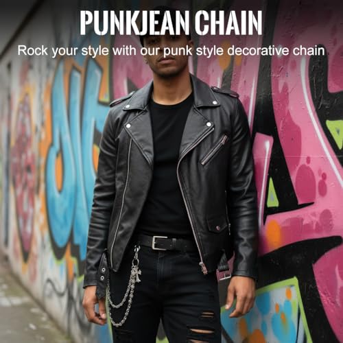 Image of GUSTAVE Layered Pants Chain for Men Double Punk Wallet Chains Trousers Jeans for Biker Heavy Skull Belt Gothic Accessories