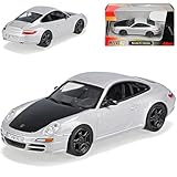 Aus Metall mit Plastikteilen Schuco Porsche 911 997 Coupe Silber Schwarz 1/43 Modell Auto Modellauto