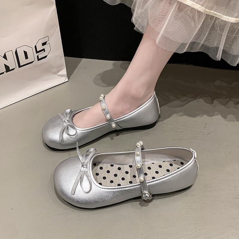 Round Head Small Fragrant Wind Shallow Mouth Flat Sole Shoes Women's 2025 New Skirt Pearl Mary Jane Women's Shoes Wholesale2