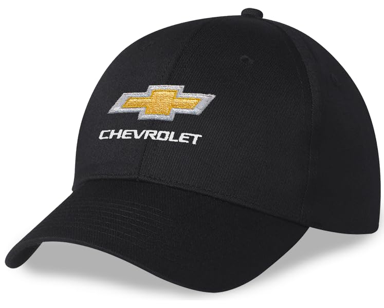 Chevrolet Bowtie Logo Twill Hat - Officially Licensed Adjustable Chevy Cap (US Alpha One Size Black)