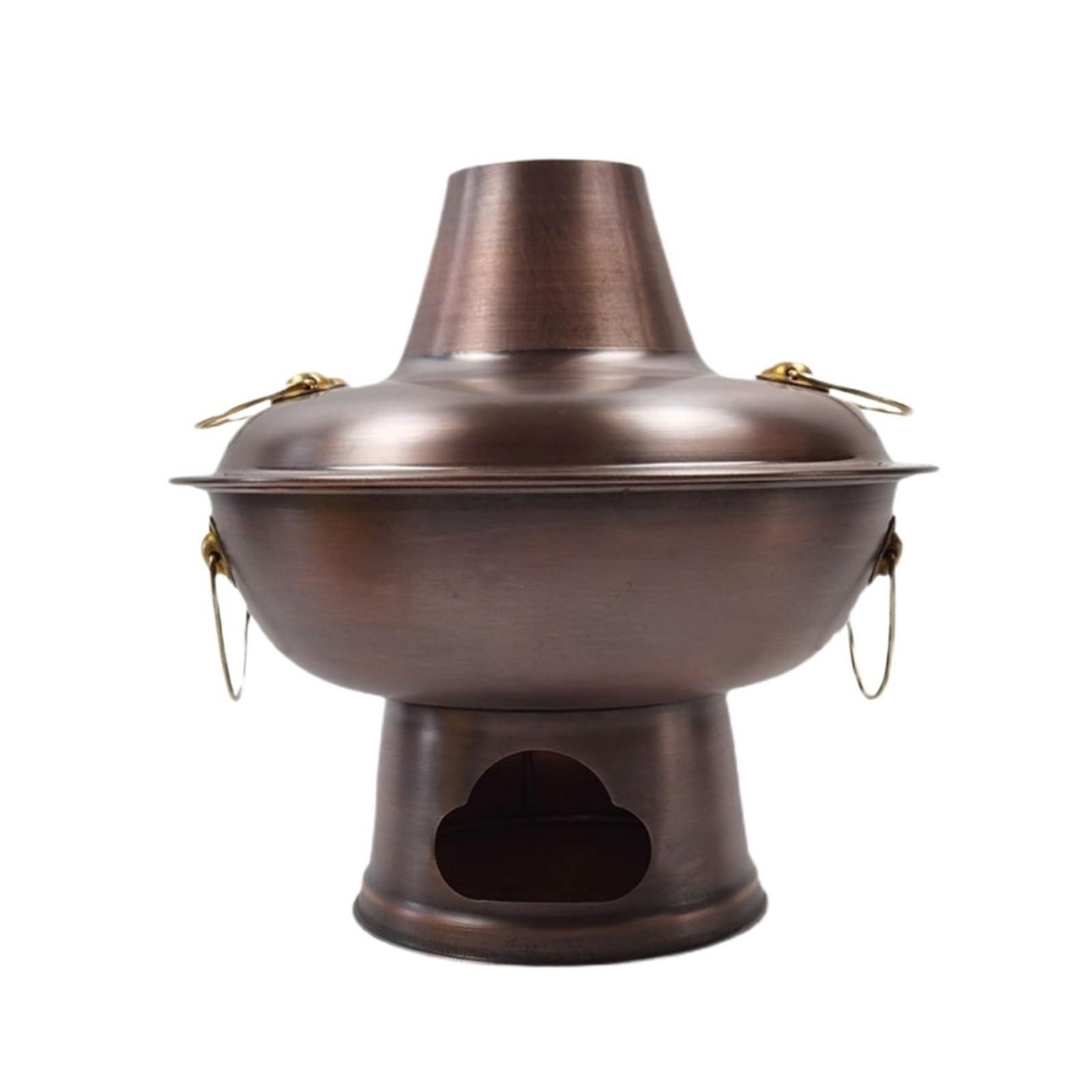 asdchZen Vintage Copper Hot Pot - 34Cm Charcoal Cooking Pot For Home Parties & Family Gatherings,Durable Hotpot Cookware For Delicious Meals & Entertaining,Copper,32cm