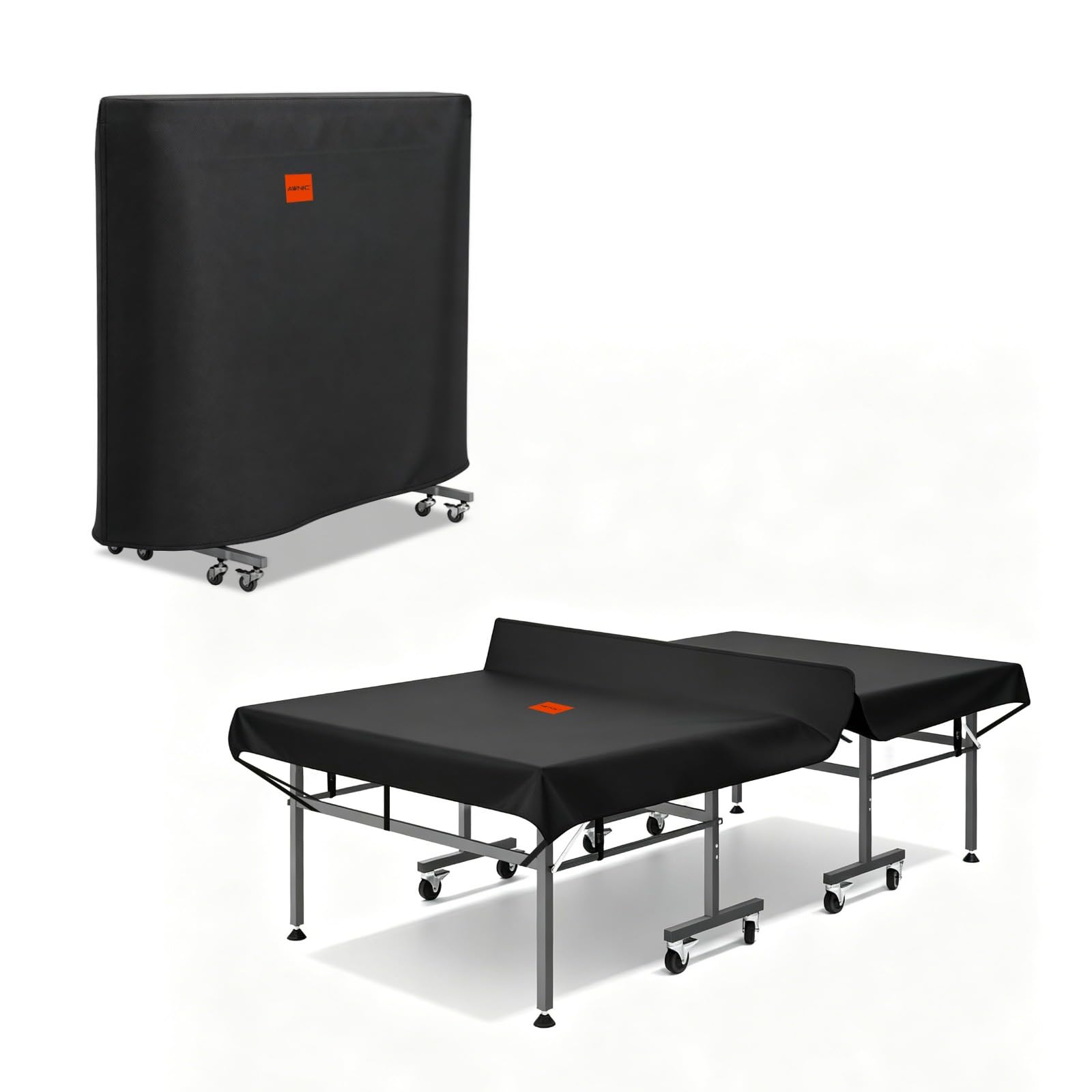 AWNIC Table Tennis Table Cover Waterproof Outdoor - 600D Heavy Duty Windproof Ping Pong Table Protector with Reinforced Seams & Buckle Straps, Fits Standard 9ft Tables 190x25/70x155(LxWxH) cm — image 1