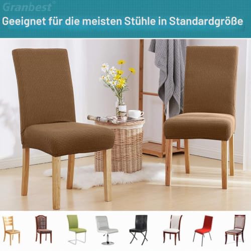 Granbest Hohe Dehnung Stuhlhussen, Universelle Passform Jacquard Esszimmerstühle Bezüge, Abnehmbare Stuhl Protektors für Esszimmer, Küche… – Ansicht 5