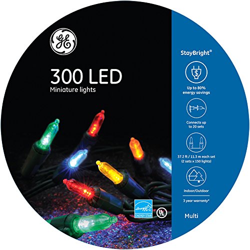 GE StayBright 300-Count Multicolor Mini LED Christmas String Lights