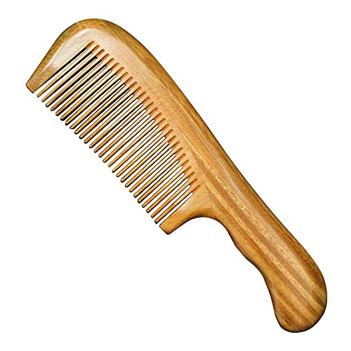 Xuanli Hair Comb for Detangling - Wide Tooth Wood Comb for Curly Hair - No Static Natural Wooden Green Sandalwood Comb for Women, Men (M053)