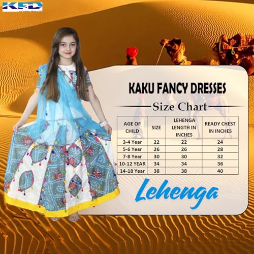 Image of Kaku Fancy Dresses Traditional Radha Costume for Girls - Red & Yellow Lehenga Choli with Dupatta | Indian Mythological Fancy Dress for Janmashtami - 14-17 Years