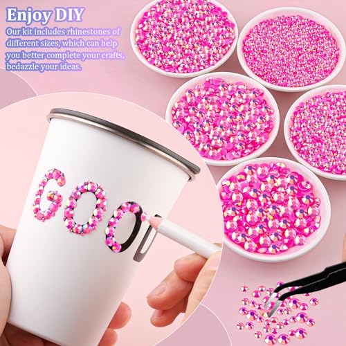 Image of 25000Pcs Resin Rhinestones for Crafting, Hot Pink AB 2-6mm Mixed Sizes Non Hotfix Flatback Gems with 1Pcs Glue, Bedazzling Crystal for DIY Craft Clothing Mugs Tumblers Shoes Fabric Decor Nail Art