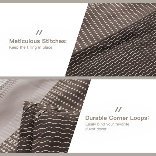 Litanika Comforter Set Twin/Twin XL Chocolate - 2 Pieces Lightweight Colorblock Stripe Fluffy Bedding Comforter Sets, All Season Bed Set