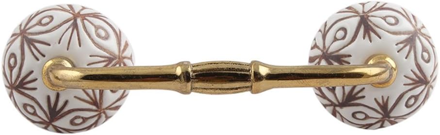 1 Pack Ceramic Cabinet Handles Drawer Pulls White Interior Kitchen Cupboard Door Gold Hardware 8" Hole to Hole -BH-78-CK-1357