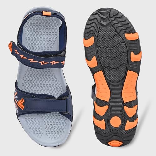 Image of Centrino Men's Phylon Sandals |Adjustable Velcro Strap Athletic Sandals |Geometric Wave Pattern Open Toe|Durable Rubber Sole Outdoor Water Sandals for Summer Beach Hiking Walking & Casual Wear (9352)