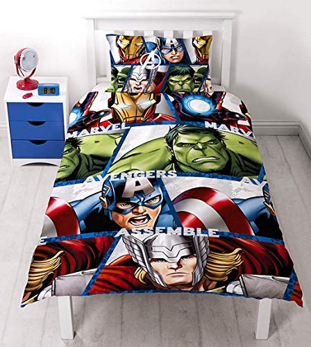 Character World Marvel Avengers Shield - Juego de Ropa de Cama Individual, Multicolor