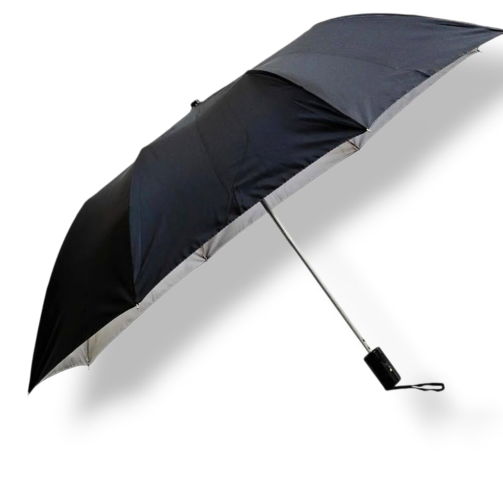 Round Handle 2 Fold Black Umbrella, 23 Inch Large Size, Auto Open Windproof, Automatic Rain Umbrellla, Waterproof umbrellaa also protect from heat of sun, dailyuse umbrela-image-42