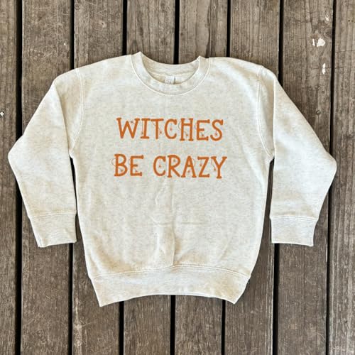 Witches Be Crazy Spider Web Toddler and Youth Beige Gray Black Crewneck Sweatshirt2