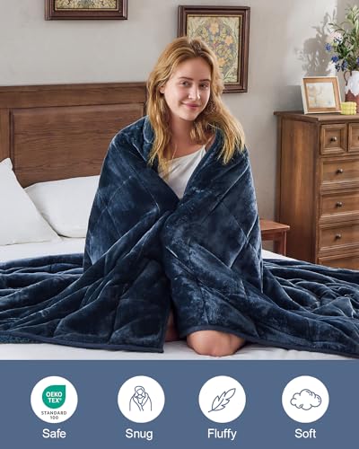 Super Fuzzy Soft Sherpa Fleece Weighted Blanket, 15 lbs Dual Sided Fluffy Heavy Weighted Blankets for Adults - No Bunching with Double Layers of Soft Inner Lining (48"x 72", 15 Pounds)