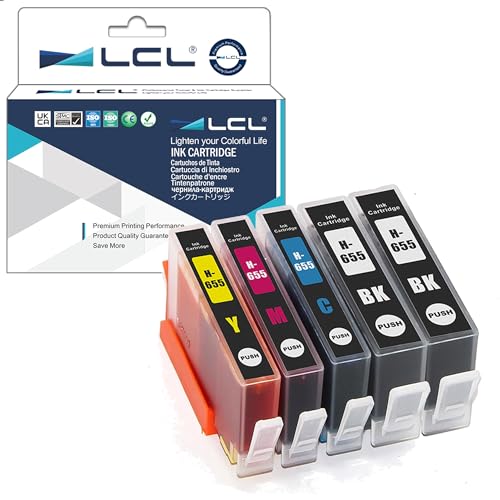 LCL Cartucho de Tinta Compatible 655 655XL (2Negro 1Cian 1Magenta 1Amarillo) Reemplazo para HP Deskjet Ink Advantage 3525 4615 4625 5525 6520 6525