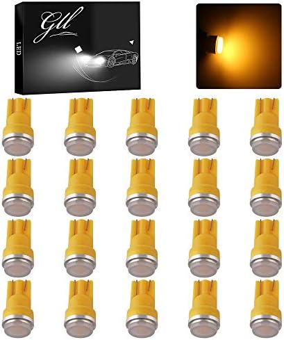 T10 194 192 175 168 2825 W5W Car LED Side Marker Center High Mount Stop Light Bulb Door Courtesy Light Bulbs Amber-20pcs