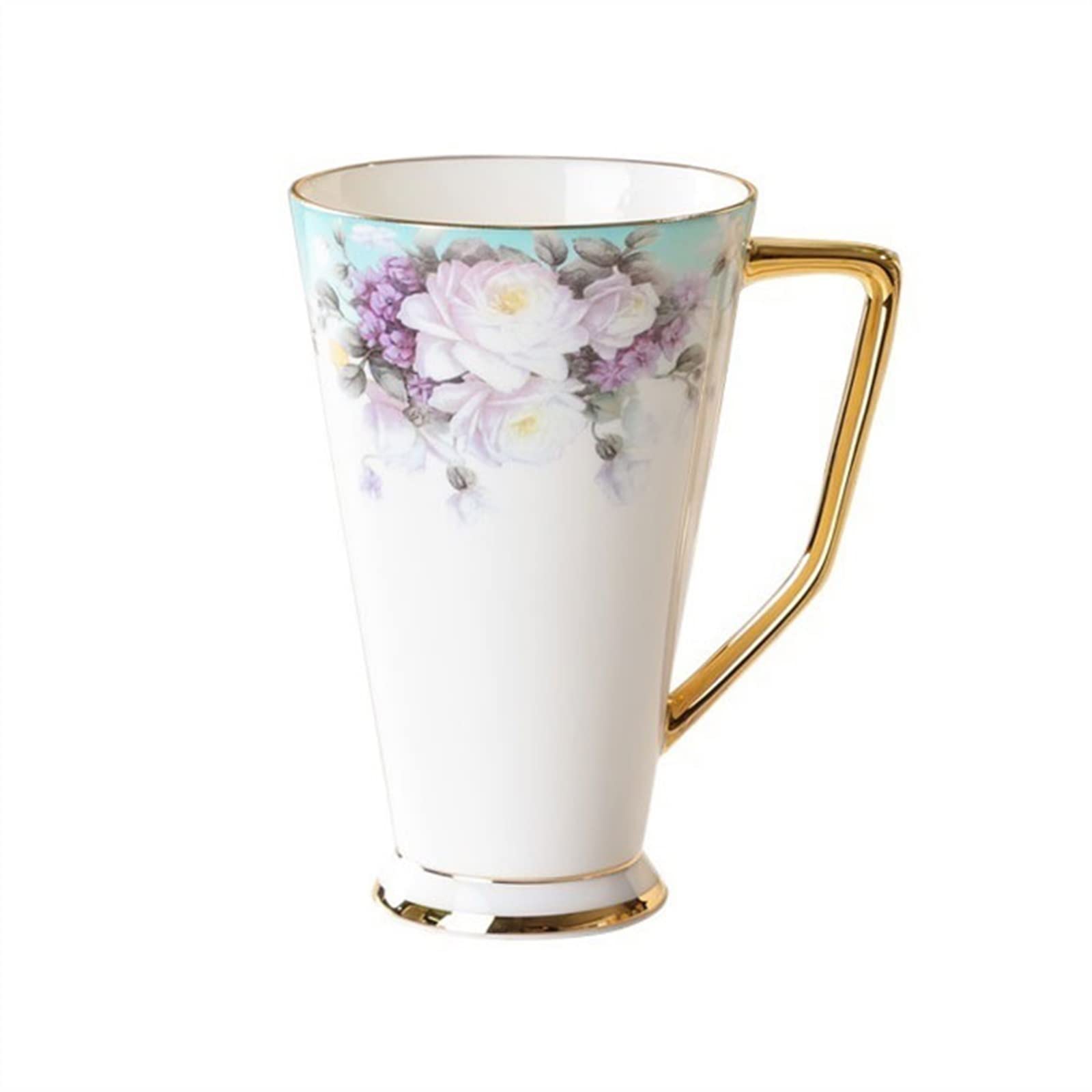 Taza Taza de café de Porcelana de Hueso de Lujo de 500ML, Taza Exquisita de Gran Capacidad for el té de la Tarde con Cuchara for el hogar, la Oficina y la Escuela Taza de Café