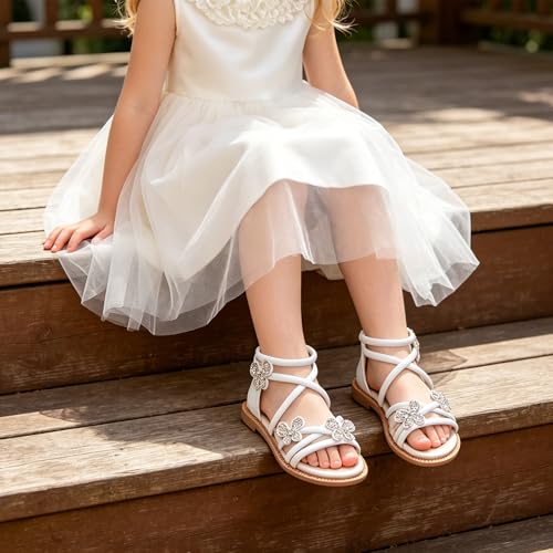 Image of Kiderence Toddler Flower Girl Sandals Open Toe Dress Shoes Wedding Party | Non Slip Lightweight Sandals for Beach,Water Play and Daily Wear