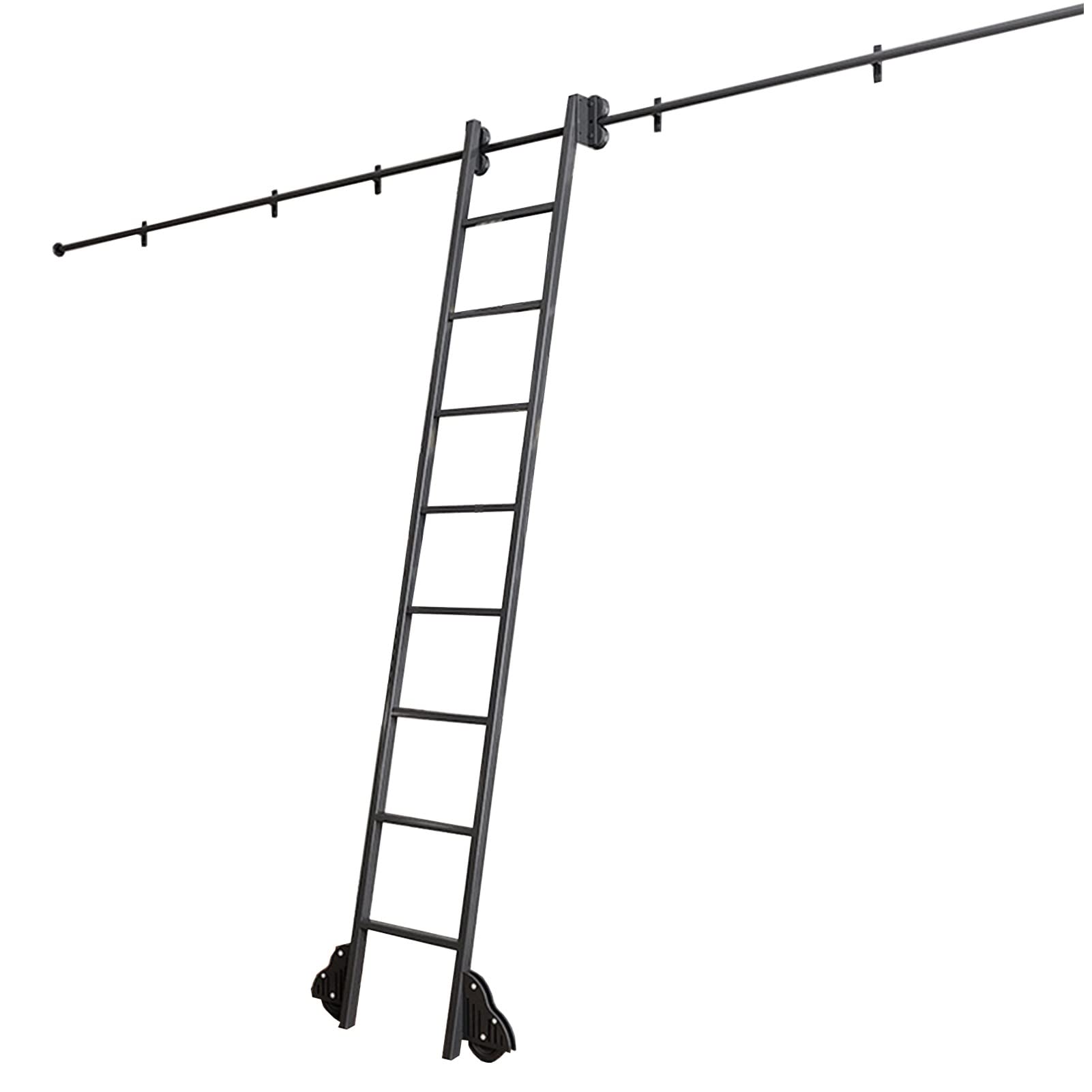 Robuste rollende Bibliotheksleiter, Schiebeleiterschienen-Set, robuste Gleitschienen | Rollleitern für Bücherregale oder Lager, Rollenschienensystem-Zubehör (ohne Leiter) (Größe: 13 Fuß/400 cm Spur k