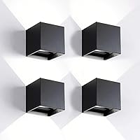 Vista 36 de Paquete de 4 luces de pared para exteriores, apliques de pared LED para exteriores/interiores, IP65, impermeables, cuadradas, de aluminio, lámparas