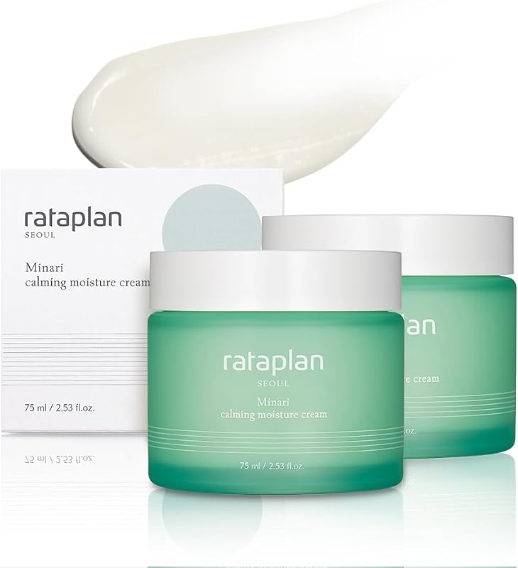 RATAPLAN Creme Hidratante Facial Minari com Ácido Hialurônico, Centella Asiatica e Houttuynia Cordata, Pacote com 2