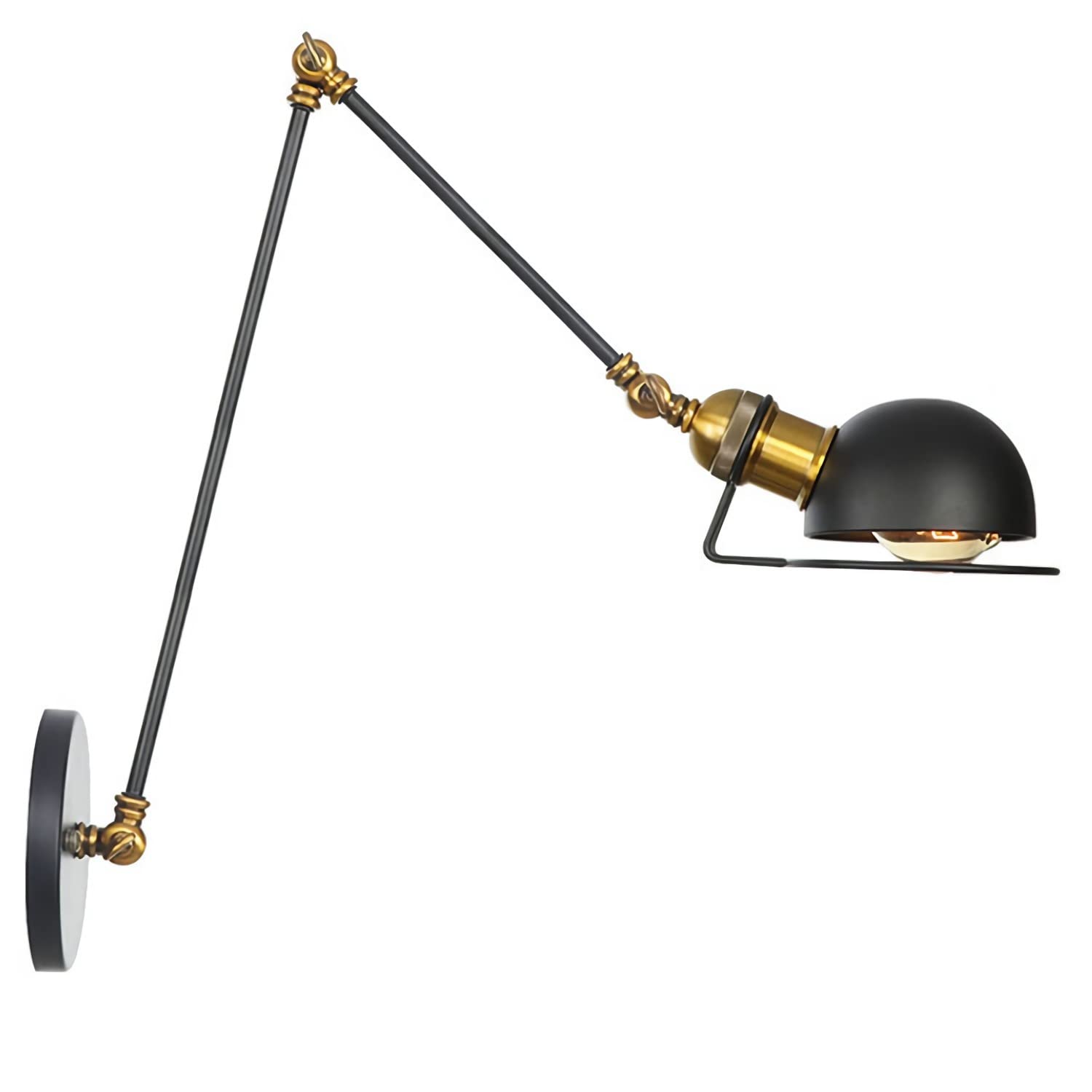 Vintage Industriële Wandkandelaar Wandlamp Indoor LED Links en Rechts Swing Up en Down Verstelbare Lange Arm Metalen Wandlamp, voor Woonkamer Slaapkamer Hal,Messing Commemoration Day