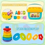 Montessori Jouets pour bébés pour les âges 6–18 mois avec la forme sensorielle Sorter Matching Jeu de jeu Bague de fixation Soft Building Blocs Jouets d'apprentissage pour le développement pour les tout-petits 1+ Année