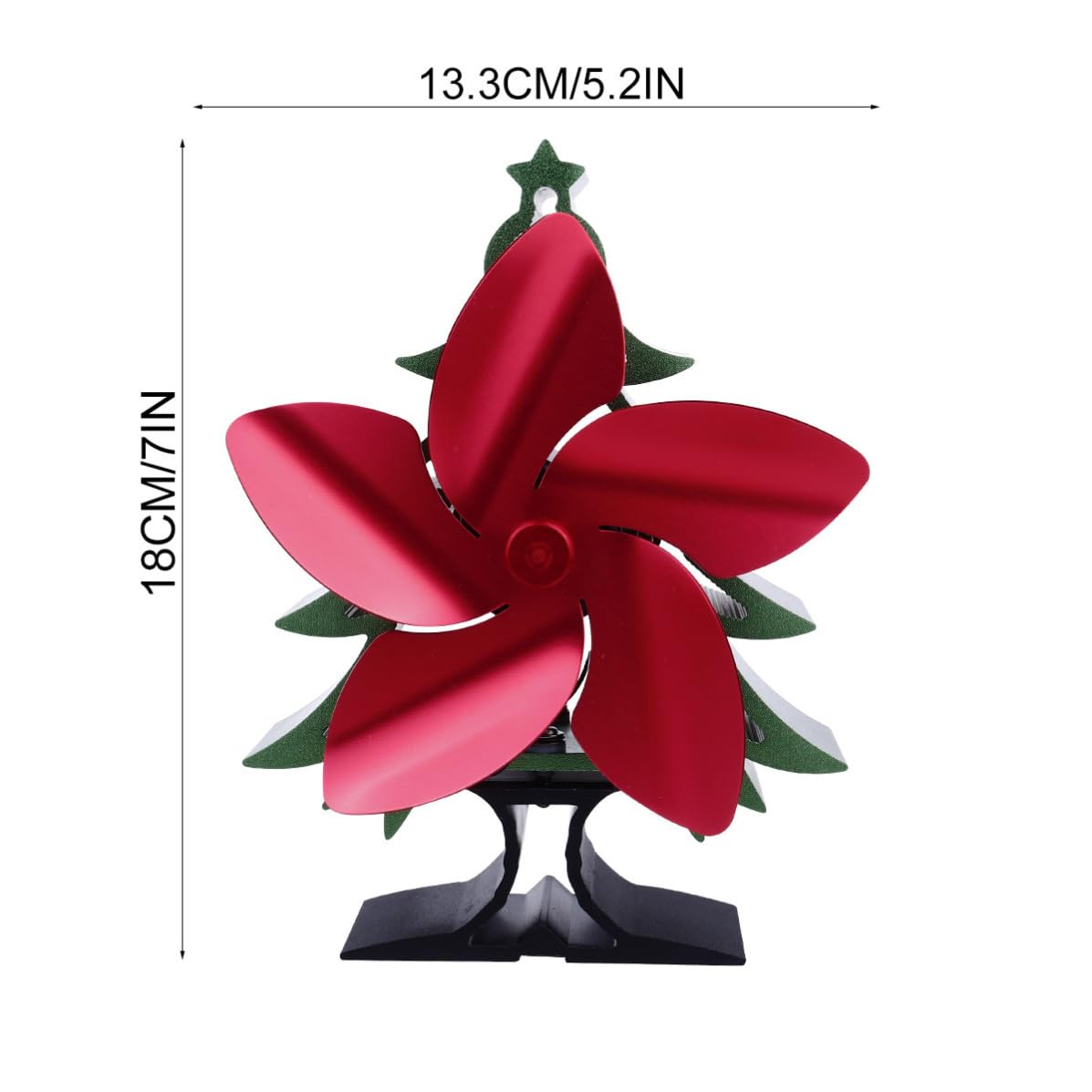 Ventola Termocamino a Forma di Albero, Metallo Rosso, Silenziosa