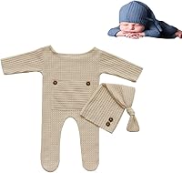Vista 24 de Moda recién nacido niños niñas bebé sesión de fotos accesorios trajes ganchillo ropa sombrero de cola larga pantalones accesorios de fotografía