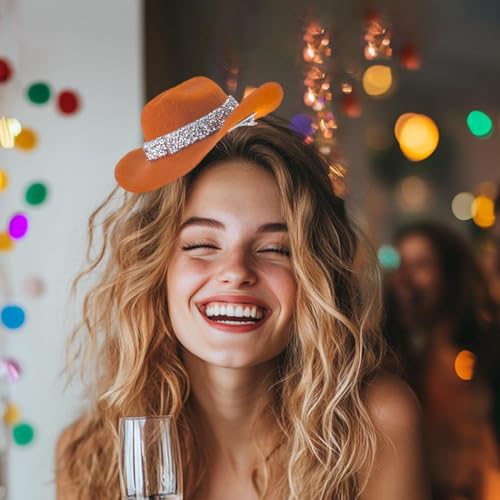 Pinza para cabello mini sombrero vaquero con rhinestones miniatura 4