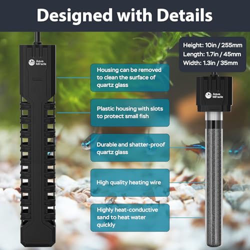 Image of AquaMiracle Aquarium Heater, 500W Submersible Fish Tank Heater with LED Digital Display, Overheat Protection & Auto Power-Off When Out of Water, for Freshwater and Saltwater Fish Tanks (75-150 Gal)