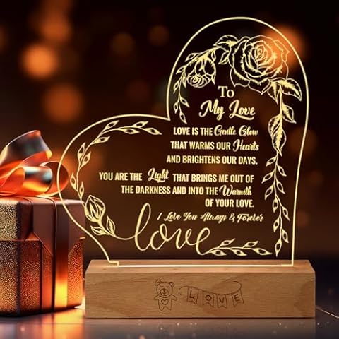 JANARARY Cute Gifts for Girlfriends, for Her Gifts Romantic Engraved Night Light, Sweetest Day Gifts for Girlfriend Birthday Anniversary Valentines Day from Boyfriends Cover